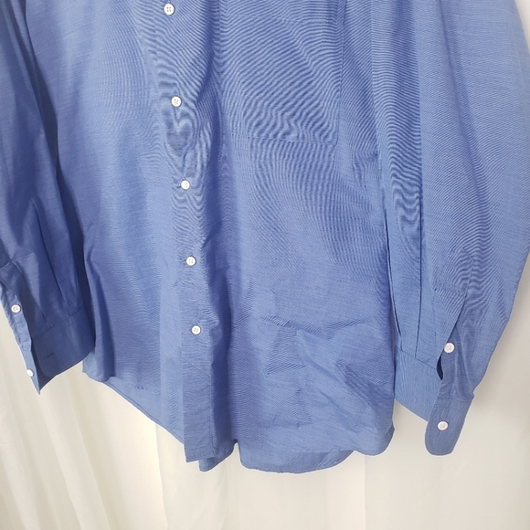 Ike Behar blue fine stripe 100% cotton button down shirt size 16.5 - Picture 3 of 5